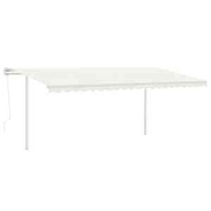 vidaXL Toldo autom&aacute;tico c/ LED e sensor de vento 5x3,5 m cor creme