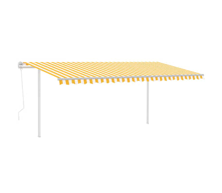 vidaXL Automatick&aacute; mark&iacute;za, LED a senzor vetra 5x3,5 m, žlt&aacute;/biela