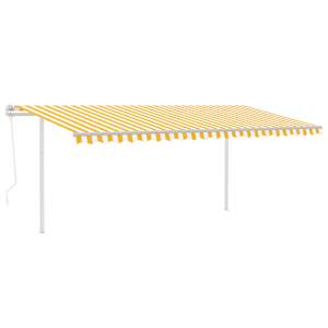 vidaXL Automatick&aacute; mark&iacute;za, LED a senzor vetra 5x3,5 m, žlt&aacute;/biela