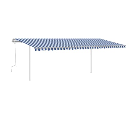 vidaXL Manual Retractable Awning with LED 6x3.5 m Blue and White