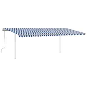 vidaXL Auvent manuel r&eacute;tractable avec LED 6x3,5 m Bleu et blanc
