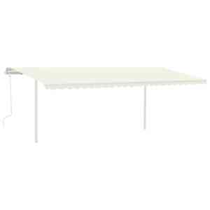 vidaXL Rankiniu būdu i&scaron;traukiama markizė su LED, kreminė, 6x3,5m