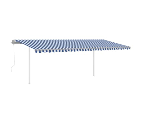 vidaXL Toldo automático LED sensor de viento azul blanco 6x3,5 m