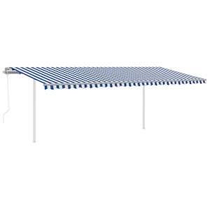 vidaXL Auvent automatique capteur de vent et LED 6x3,5 m Bleu et blanc