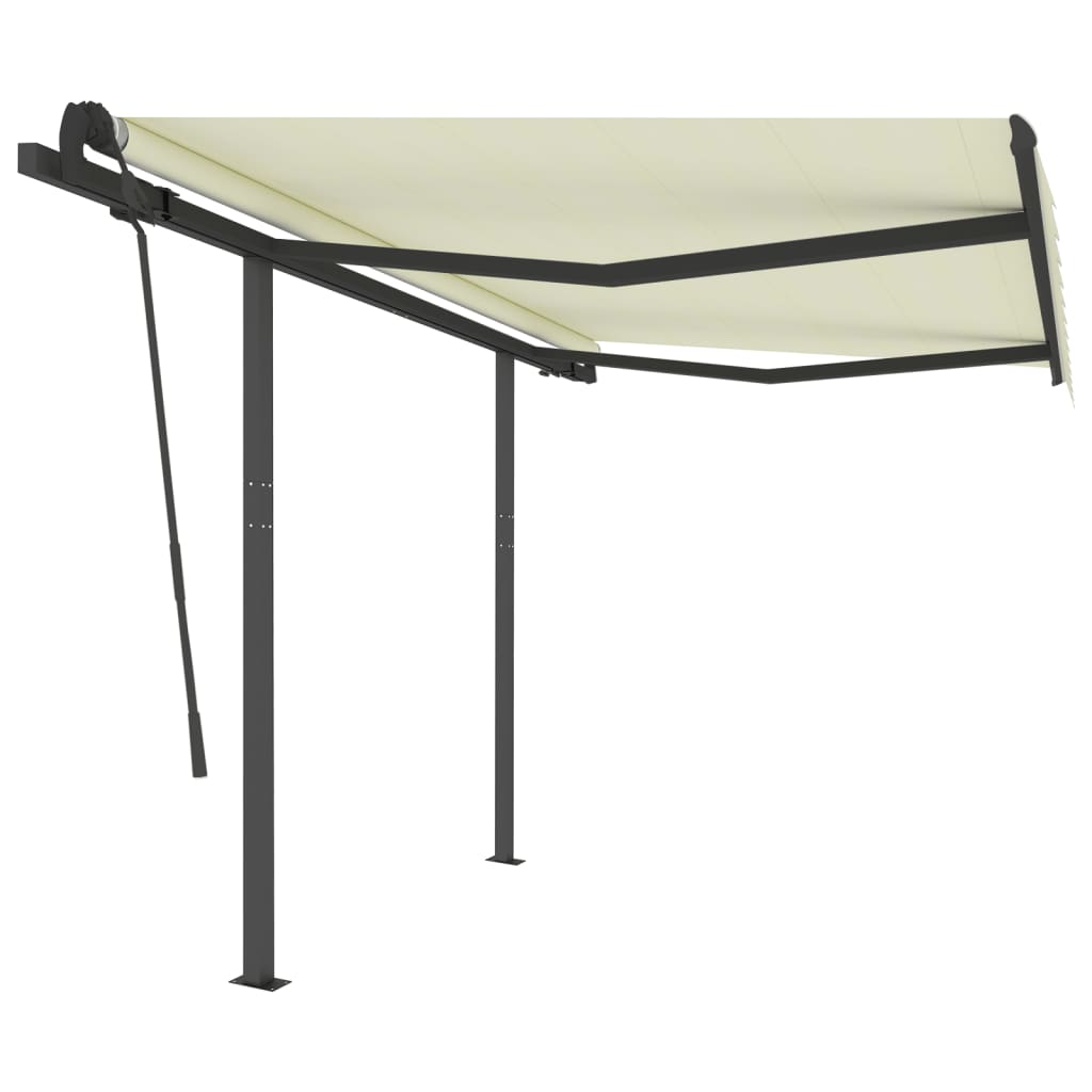 Image of vidaXL Manual Retractable Awning with Posts 3x2.5 m Cream