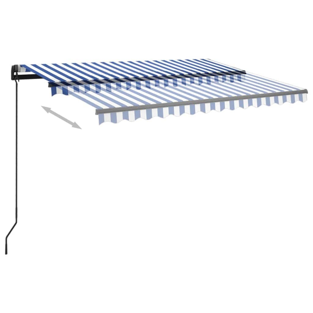  Ručne zaťahovacia markíza s LED 3x2,5 m modro-biela