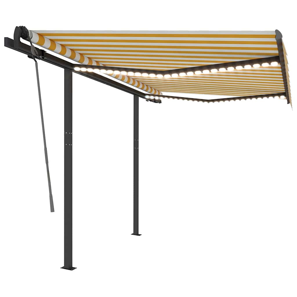 vidaXL Ručne zaťahovacia markíza s LED 3x2,5 m žlto-biela