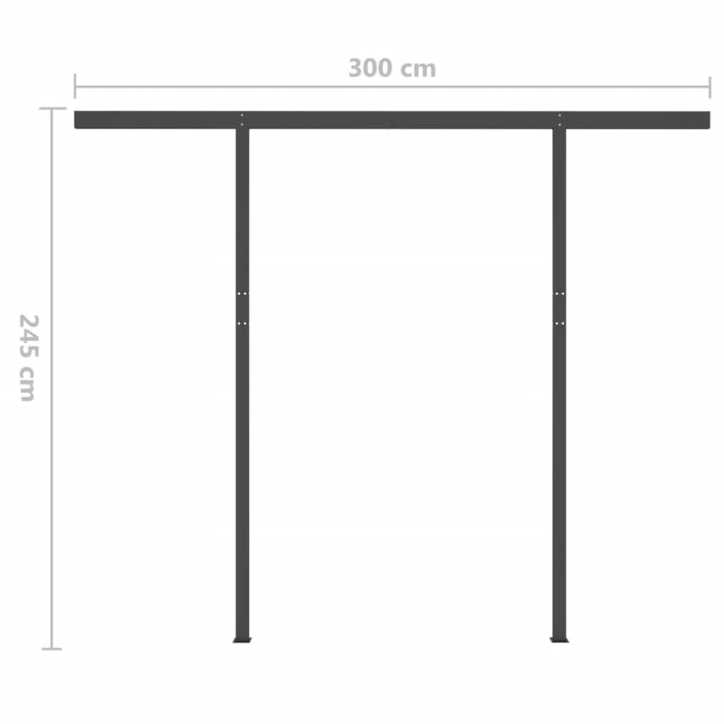 kék és fehér kézzel kihúzható napellenző póznákkal 3,5 x 2,5 m