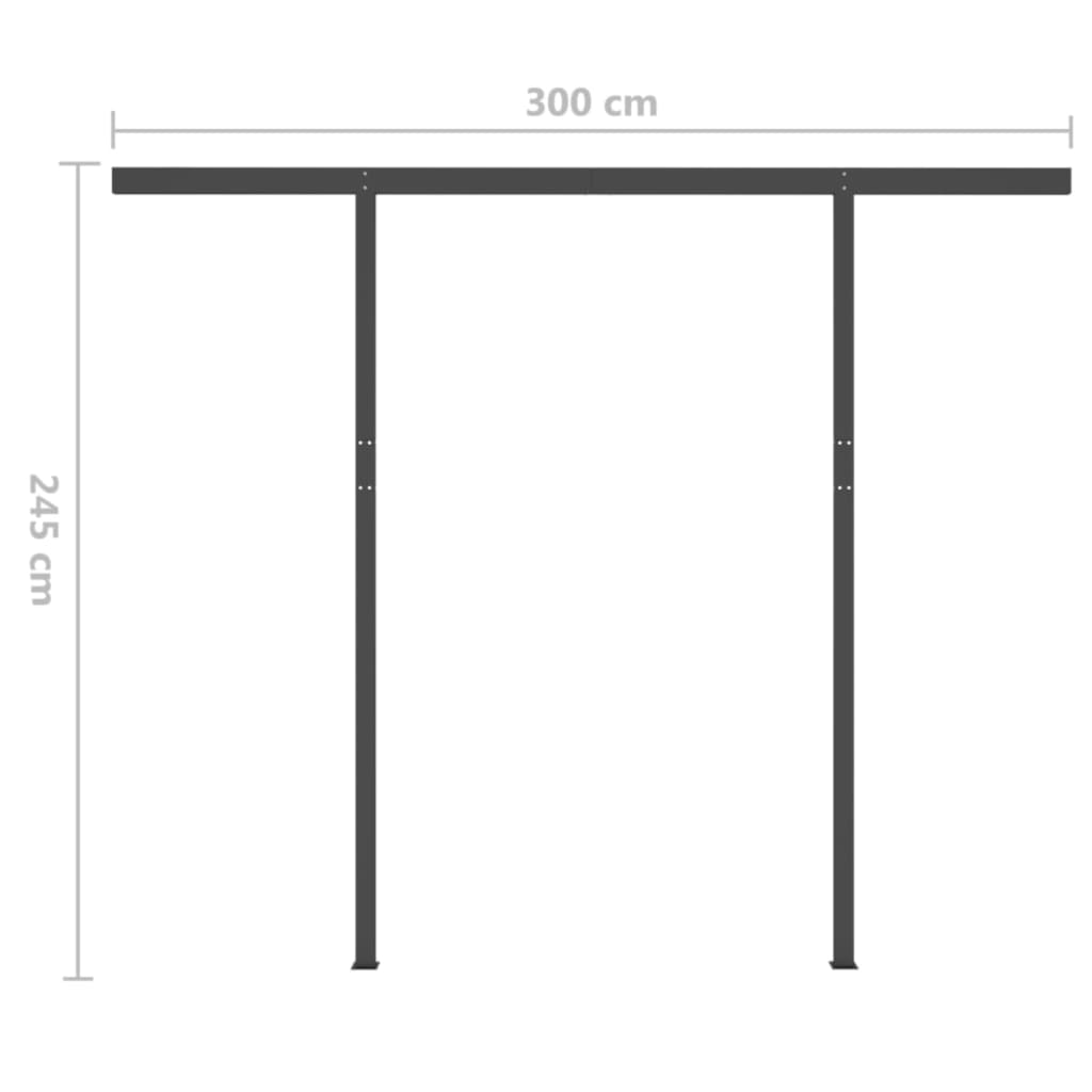 sárga és fehér kézzel kihúzható napellenző póznákkal 3,5x2,5 m