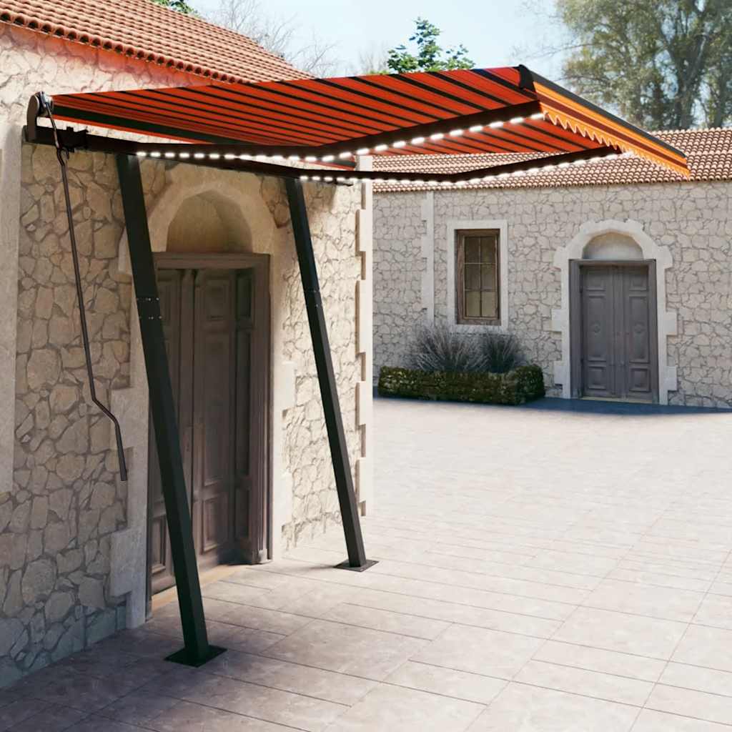  Manual Retractable Awning Canopy Outdoor Awning Folding Arm with LED vidaXL