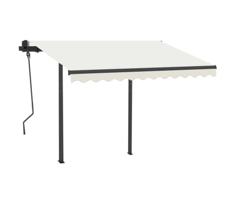 vidaXL Auvent r&eacute;tractable automatique et poteaux 3,5x2,5 m Cr&egrave;me