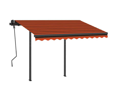 vidaXL Auvent automatique capteur de vent LED 3,5x2,5 m Orange marron