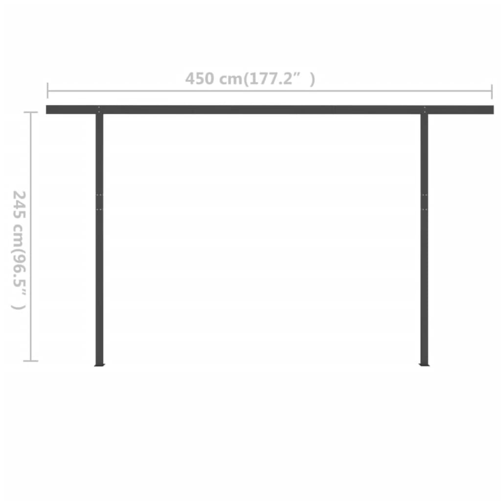 Copertină retractabilă manual, cu stâlpi, crem, 4x3 m