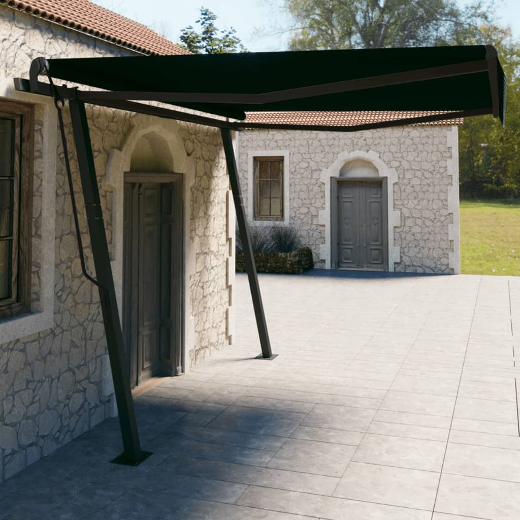 Toldo Retrátil Manual com Postes 4x3 M Antracite