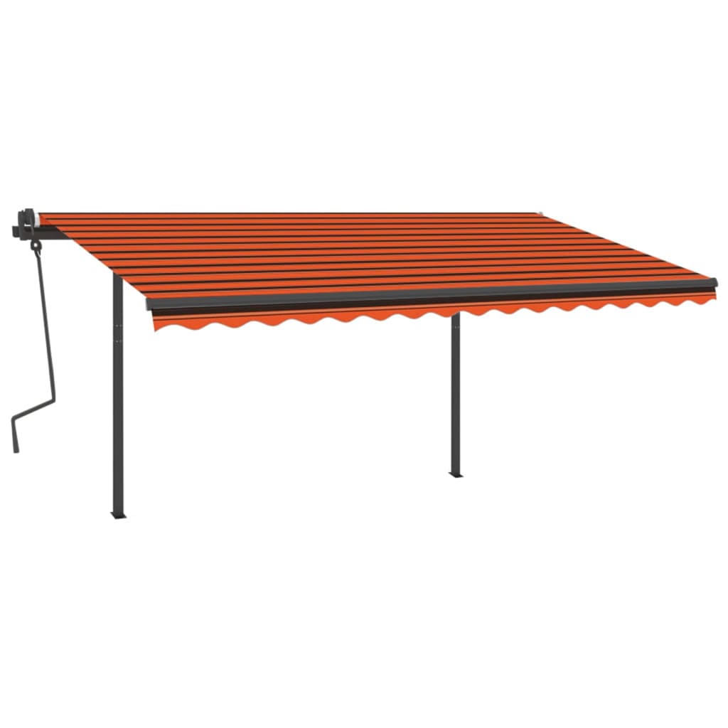 

vidaXL Luifel handmatig uittrekbaar met palen 4x3 m oranje en bruin