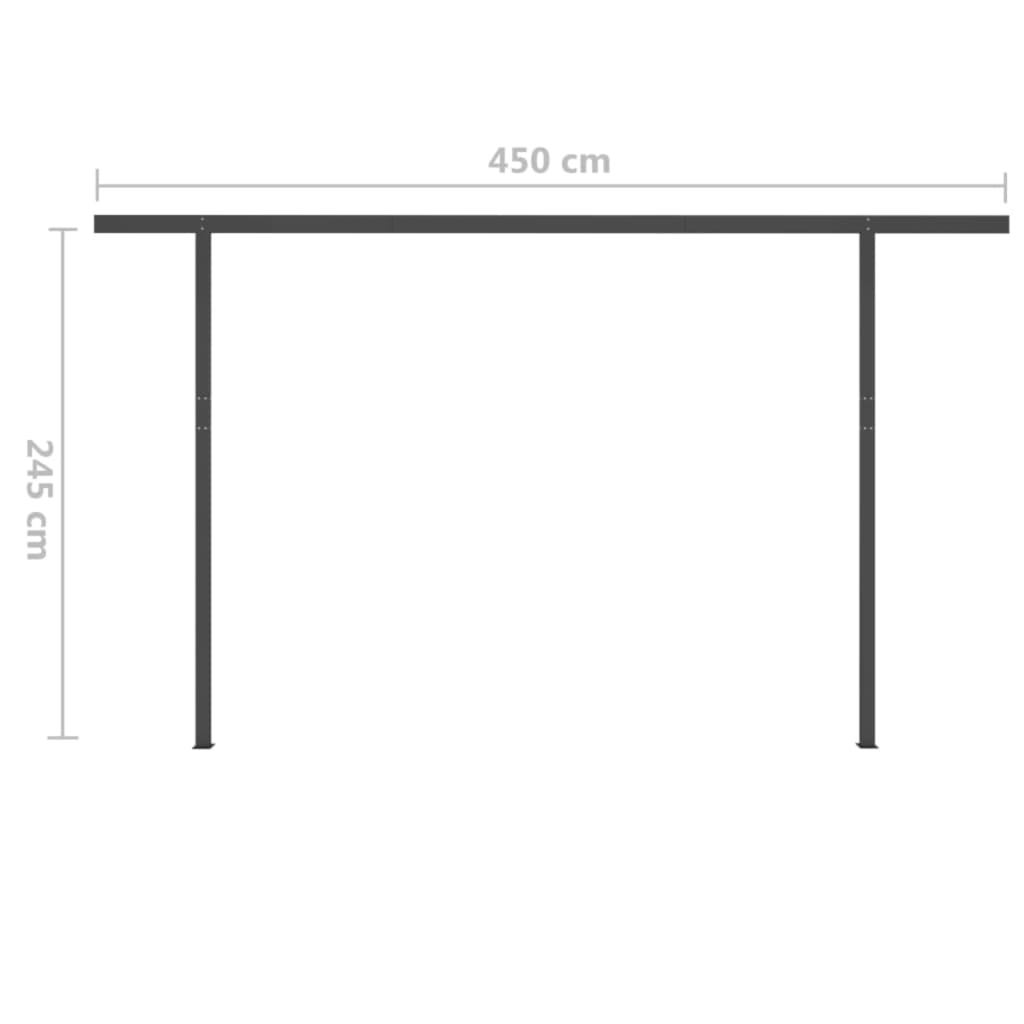 Ръчно прибиращ се сенник с LED, 4x3 м, жълто и бяло