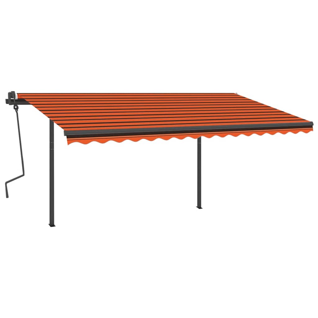 

vidaXL Luifel handmatig uittrekbaar met LED 4,5x3 m oranje en bruin