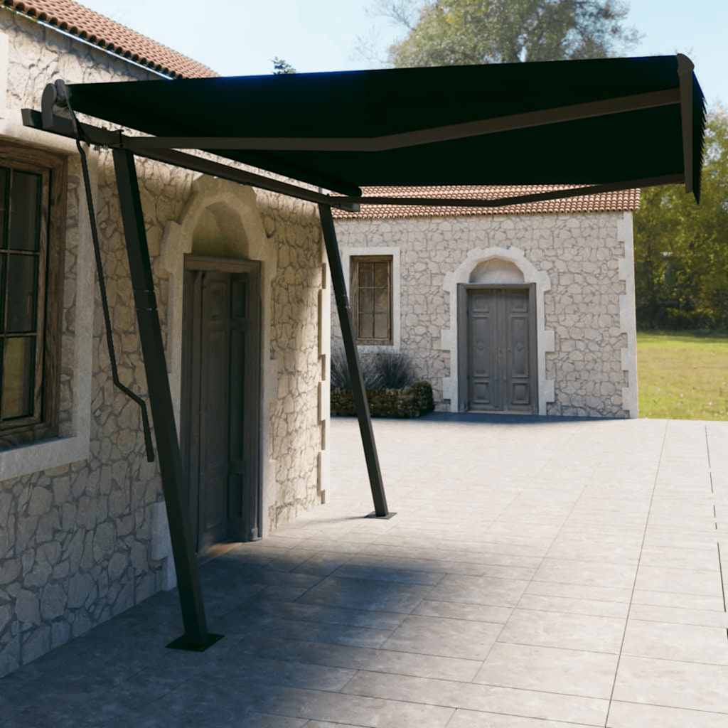 vidaXL Copertină retractabilă automat, cu stâlpi, antracit, 4,5x3 m