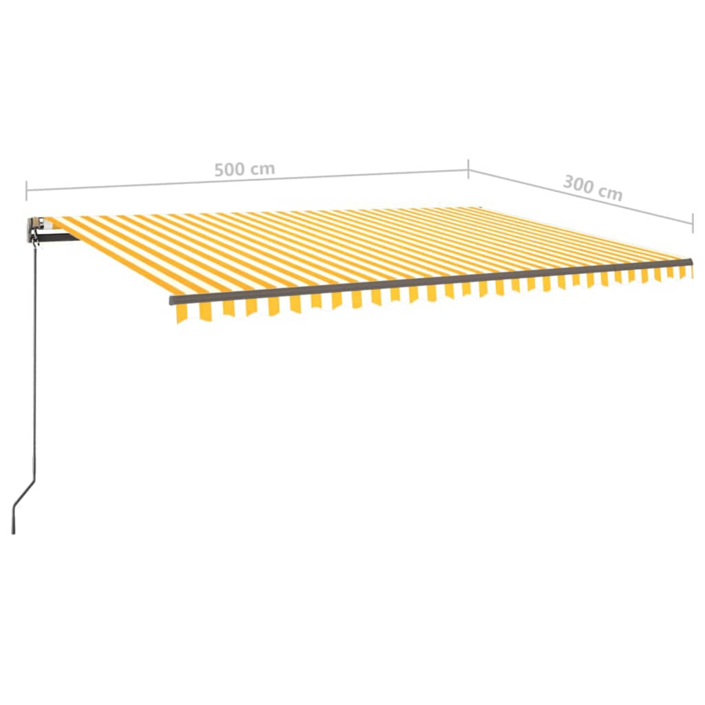 Avtomatsko zložljiva tenda s stebrički 5x3 m rumena in bela