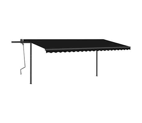 vidaXL Copertină retractabilă automat, cu st&acirc;lpi, antracit, 5x3 m