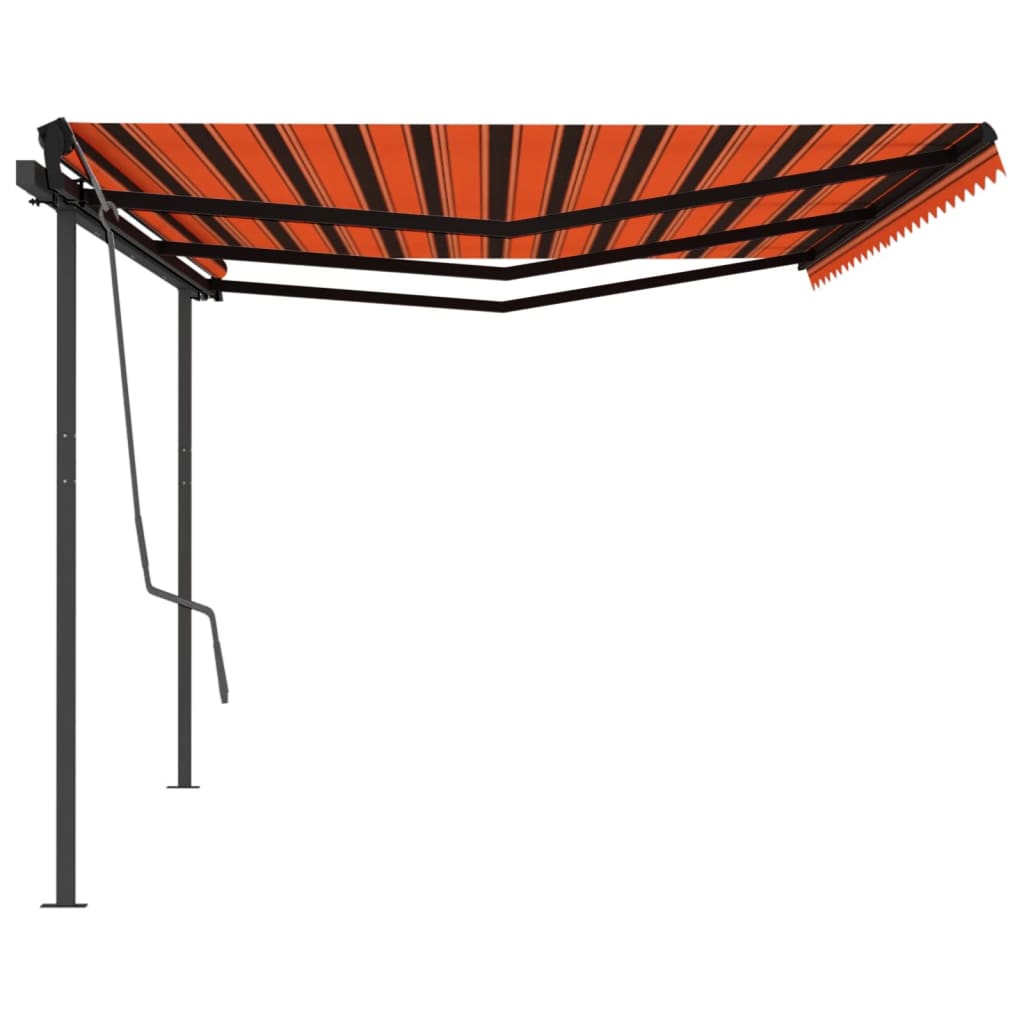 

vidaXL Luifel handmatig uittrekbaar met palen 6x3 m oranje en bruin
