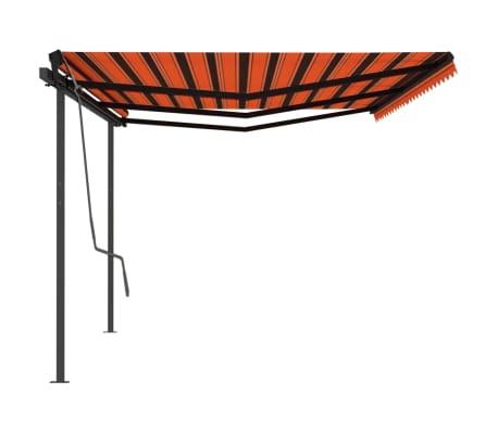vidaXL Manual Retractable Awning with Posts 6x3 m Orange and Brown
