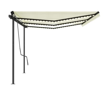 vidaXL Manual Retractable Awning with LED 6x3 m Cream