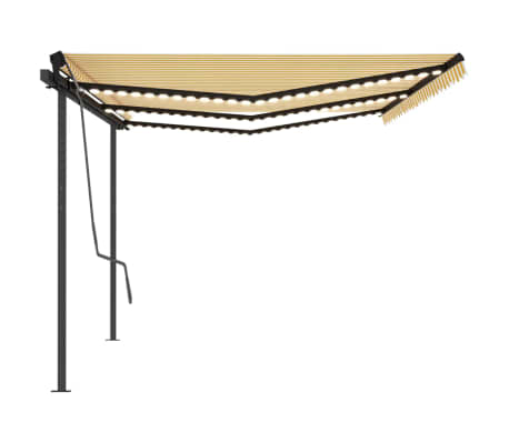 vidaXL Manuell uttrekkbar markise med LED 6x3 m gul og hvit