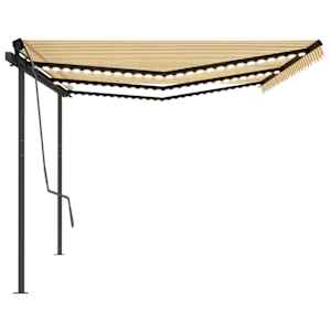 vidaXL Manuell uttrekkbar markise med LED 6x3 m gul og hvit