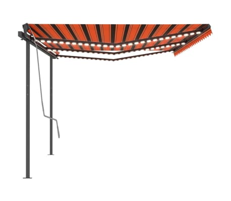vidaXL Copertină retractabilă manual cu LED, portocaliu&maro, 6x3 m