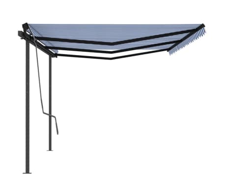 vidaXL izvelkama markīze ar kātiem, 6x3 m, automātiska, zili balta