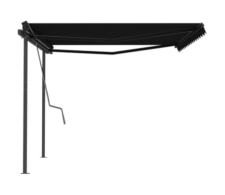 vidaXL Auvent manuel r&eacute;tractable avec poteaux 4x3,5 m Anthracite