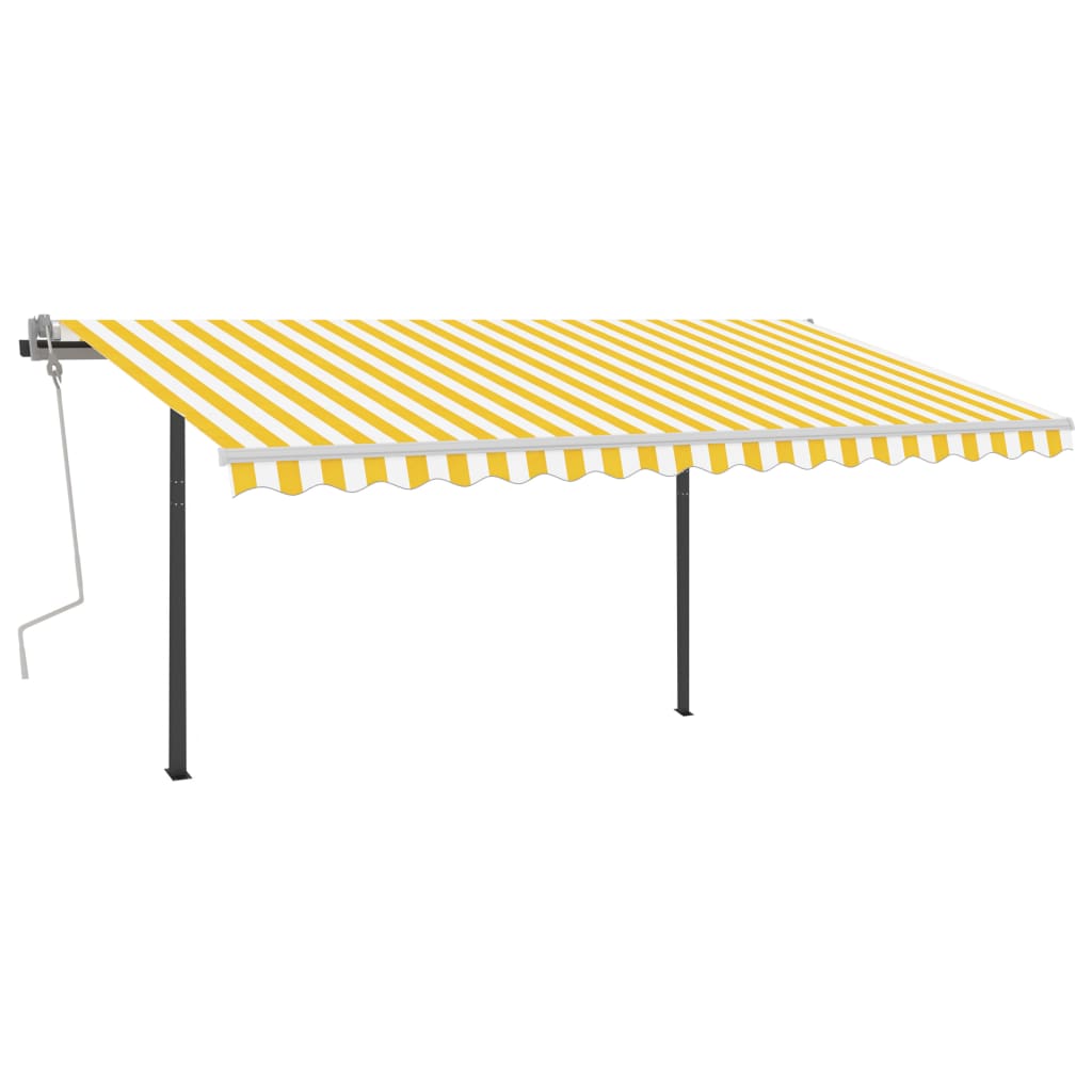 vidaXL Copertină retractabilă manual cu LED, galben & alb, 4x3,5 m