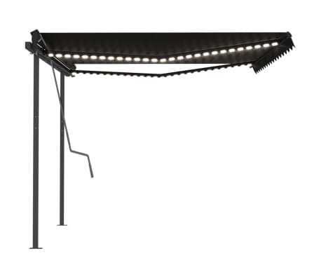 vidaXL Markise Manuell Einziehbar mit LED 4x3,5 m Anthrazit