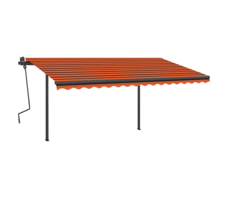 vidaXL Copertină retractabilă manual, LED, portocaliu/maro, 4x3,5 cm