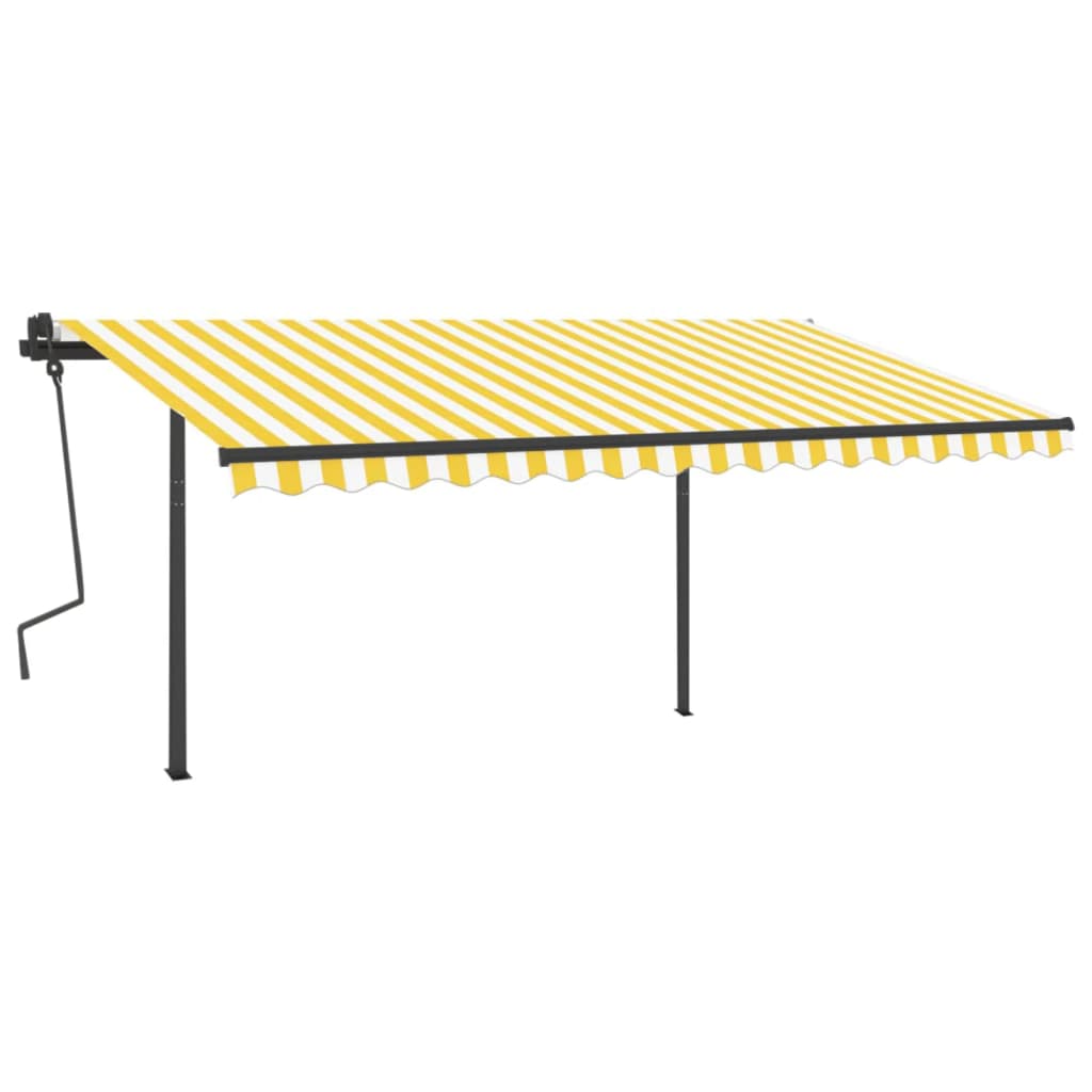 

vidaXL Luifel automatisch uittrekbaar met palen 4x3,5 m geel en wit
