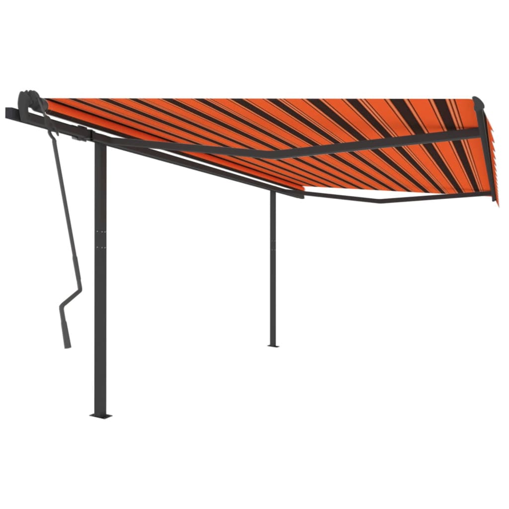 vidaXL Copertină retractabilă automat, stâlpi, portocaliu&maro 4x3,5 m