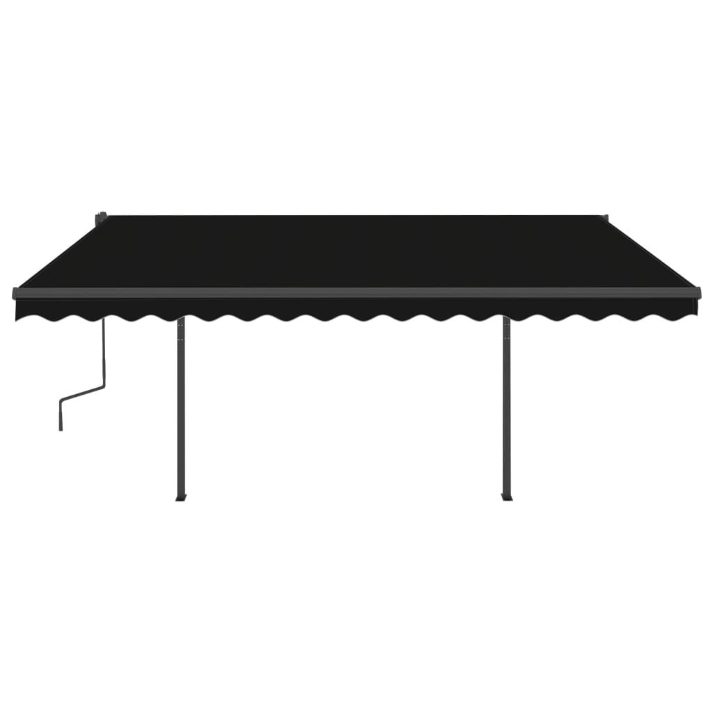 Copertină retractabilă manual, cu stâlpi, antracit, 4,5x3,5 m