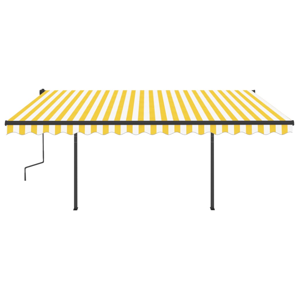 Copertină retractabilă manual, cu LED, galben și alb, 4,5x3,5 m