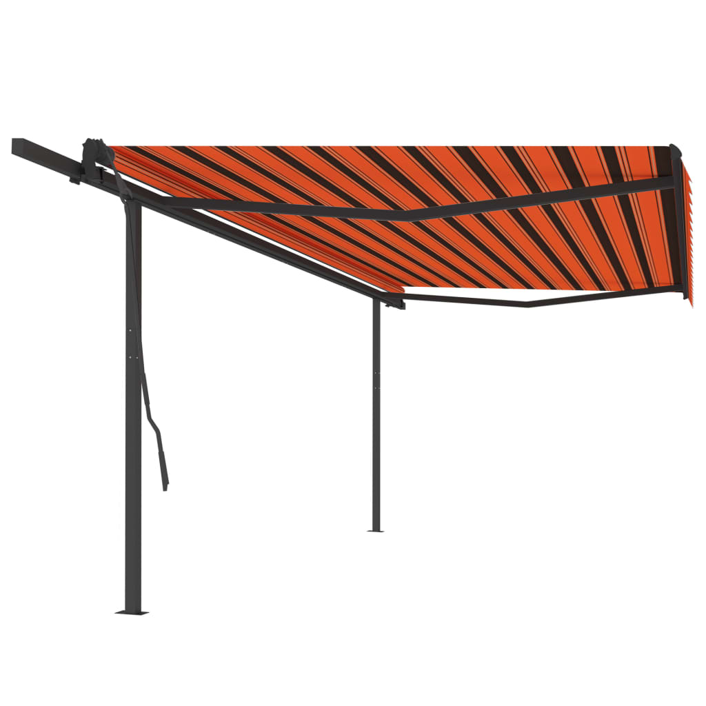 vidaXL Toldo retrátil manual com postes 5x3,5 m laranja e castanho