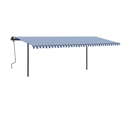 vidaXL Toldo retr&aacute;ctil manual con postes azul y blanco 6x3,5 m
