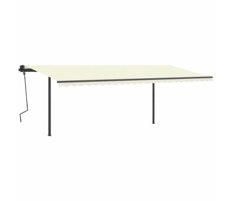 vidaXL Manual Retractable Awning with Posts 6x3.5 m Cream