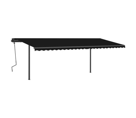 vidaXL Copertină retractabilă manual cu st&acirc;lpi, antracit, 6x3,5 m