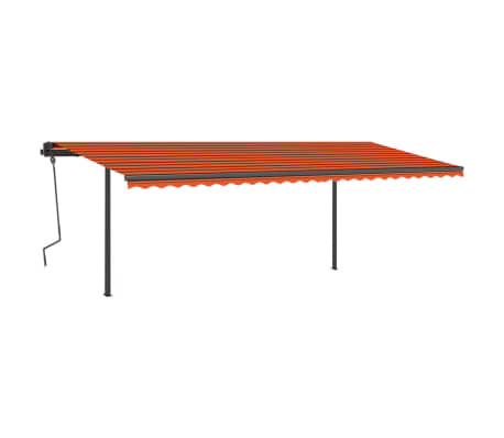 vidaXL Copertină retractabilă manual, st&acirc;lpi, portocaliu/maro 6x3,5 cm