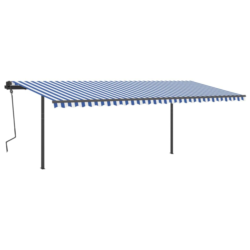 

vidaXL Luifel handmatig uittrekbaar met LED 6x3,5 m blauw en wit