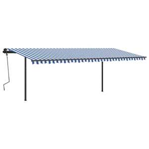 vidaXL Copertină retractabilă manual cu LED, albastru&alb, 6x3,5 m