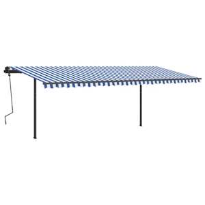 vidaXL izvelkama markīze ar kātiem, 6x3,5 m, automātiska, zili balta