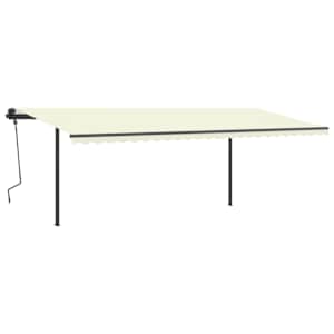 vidaXL Markis med stolpar automatisk 6x3,5 m gr&auml;ddvit