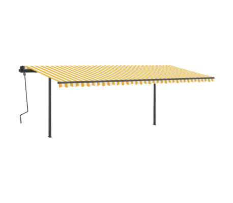 vidaXL Automatiniu būdu i&scaron;traukiama markizė, geltona/balta, 6x3,5m