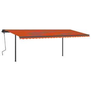 vidaXL Copertină retractabilă automat, st&acirc;lpi, portocaliu&maro 6x3,5 m